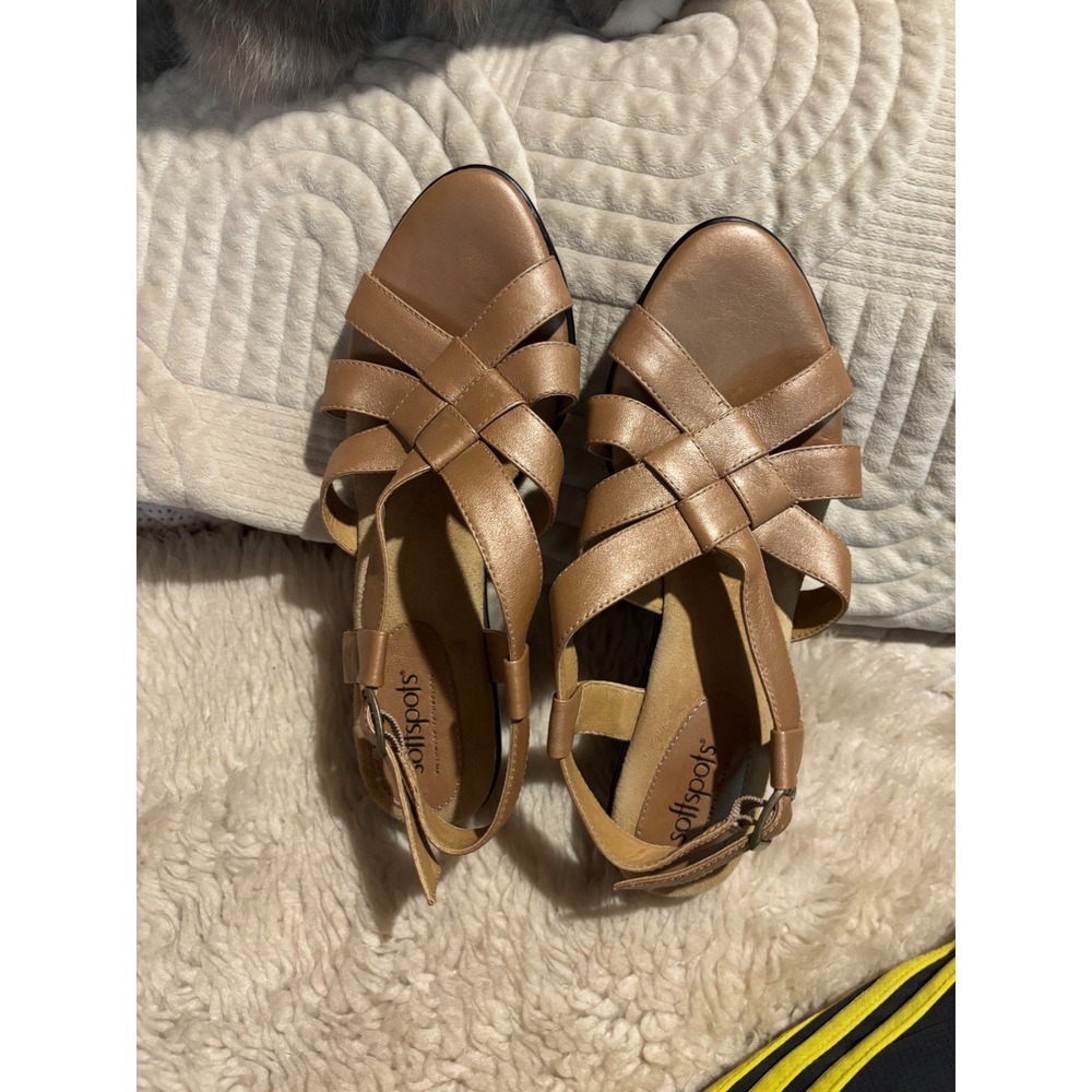 Softspots Women's Metallic Gold Woven Strappy Comfort Sandals